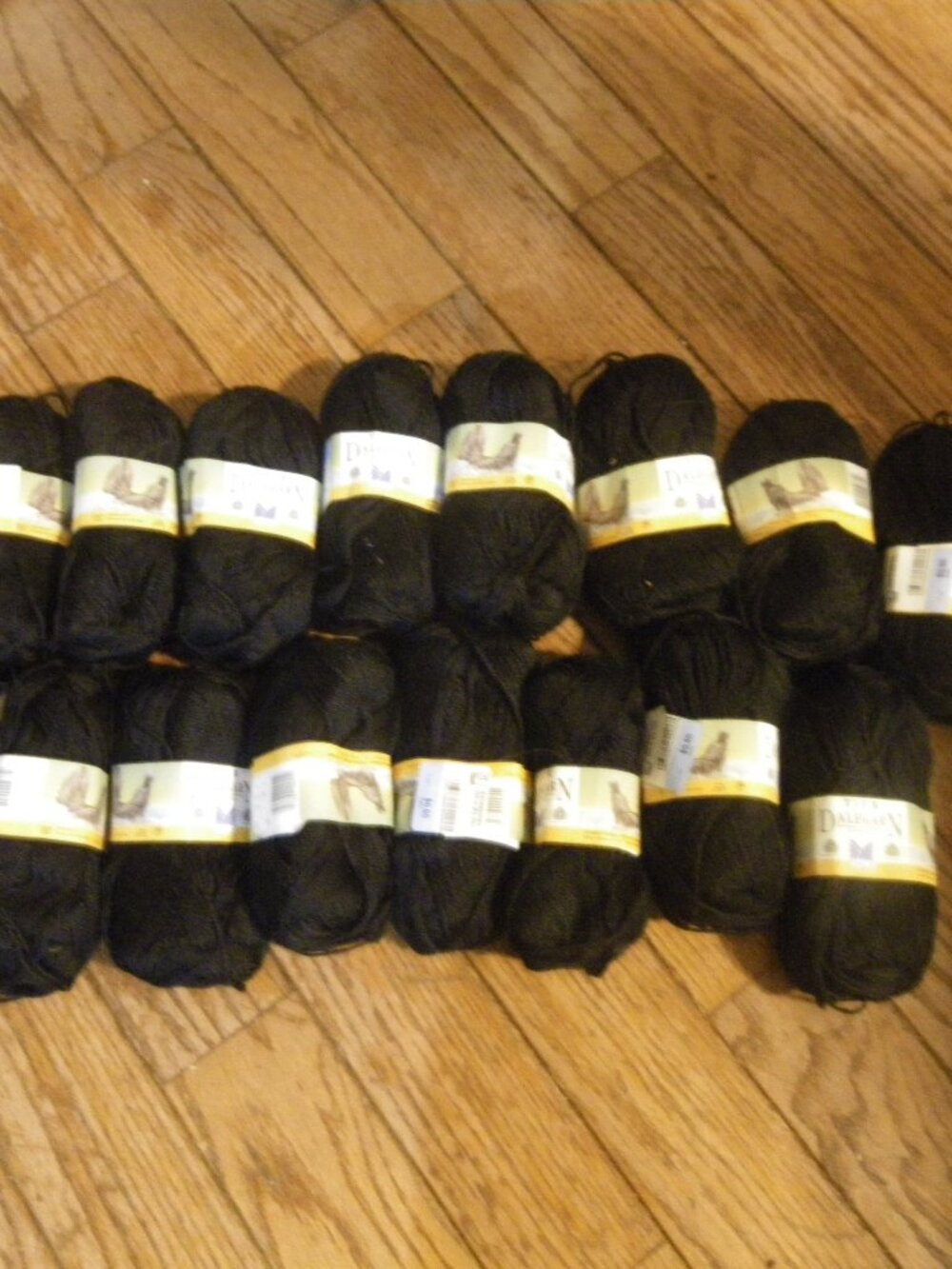 15 Small Skeins Tiur Dalegarn Mohair & Wool Blend Yarn Color Black 126 yds ea.